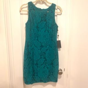 Adrianna papell lace teal dress
